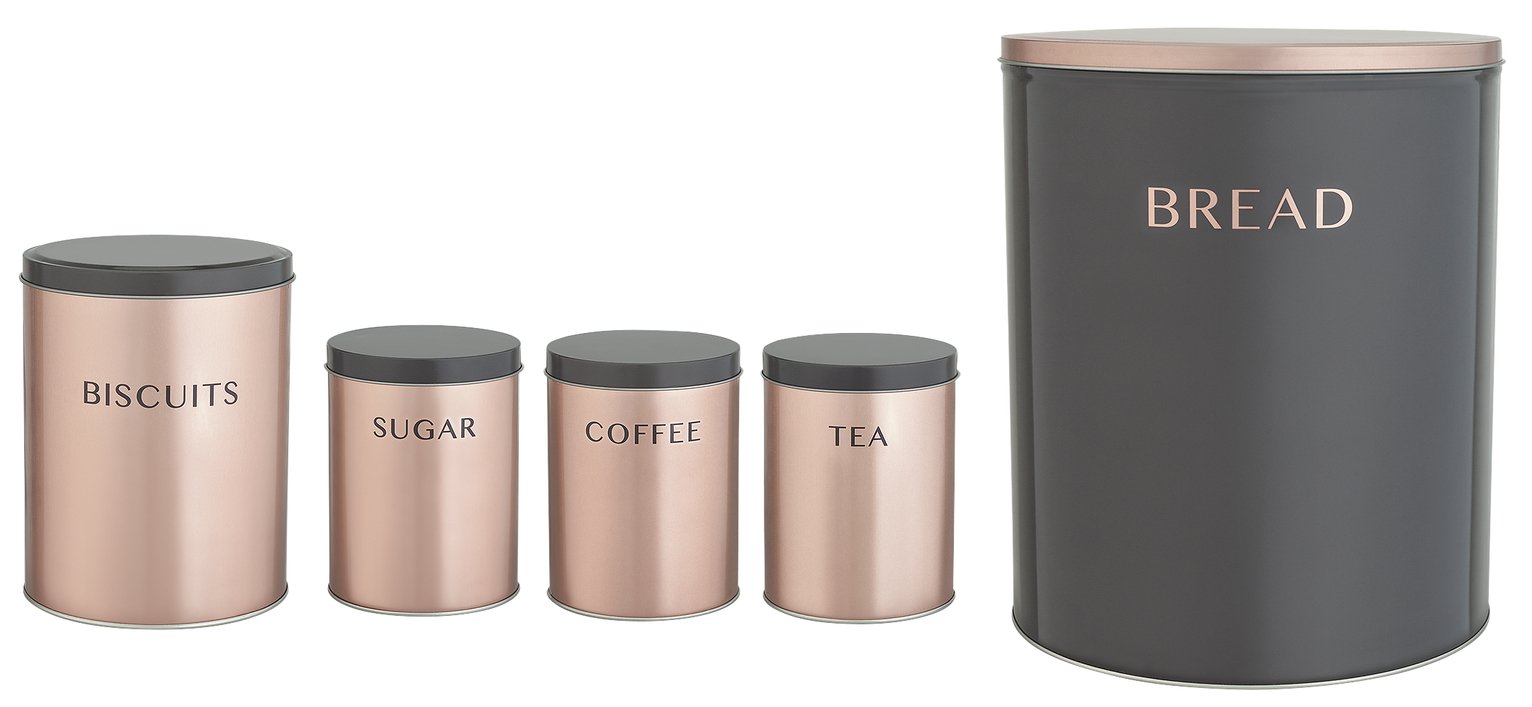 tea coffee sugar canisters rose gold