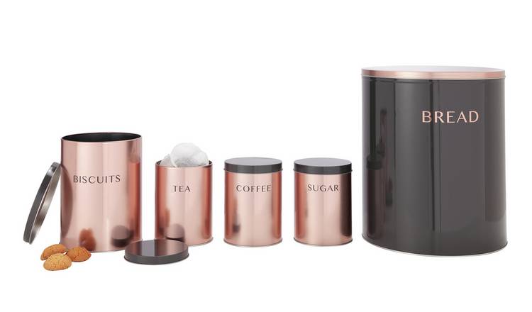 Argos grey tea coffee sugar sale canisters