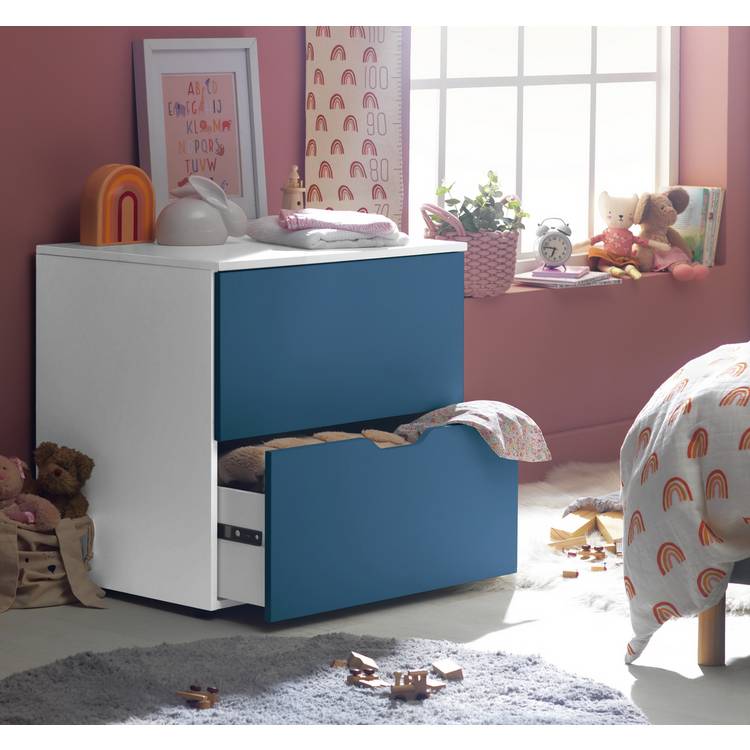 Habitat Kids Pod 2 Low Drawer Chest - Blue 0