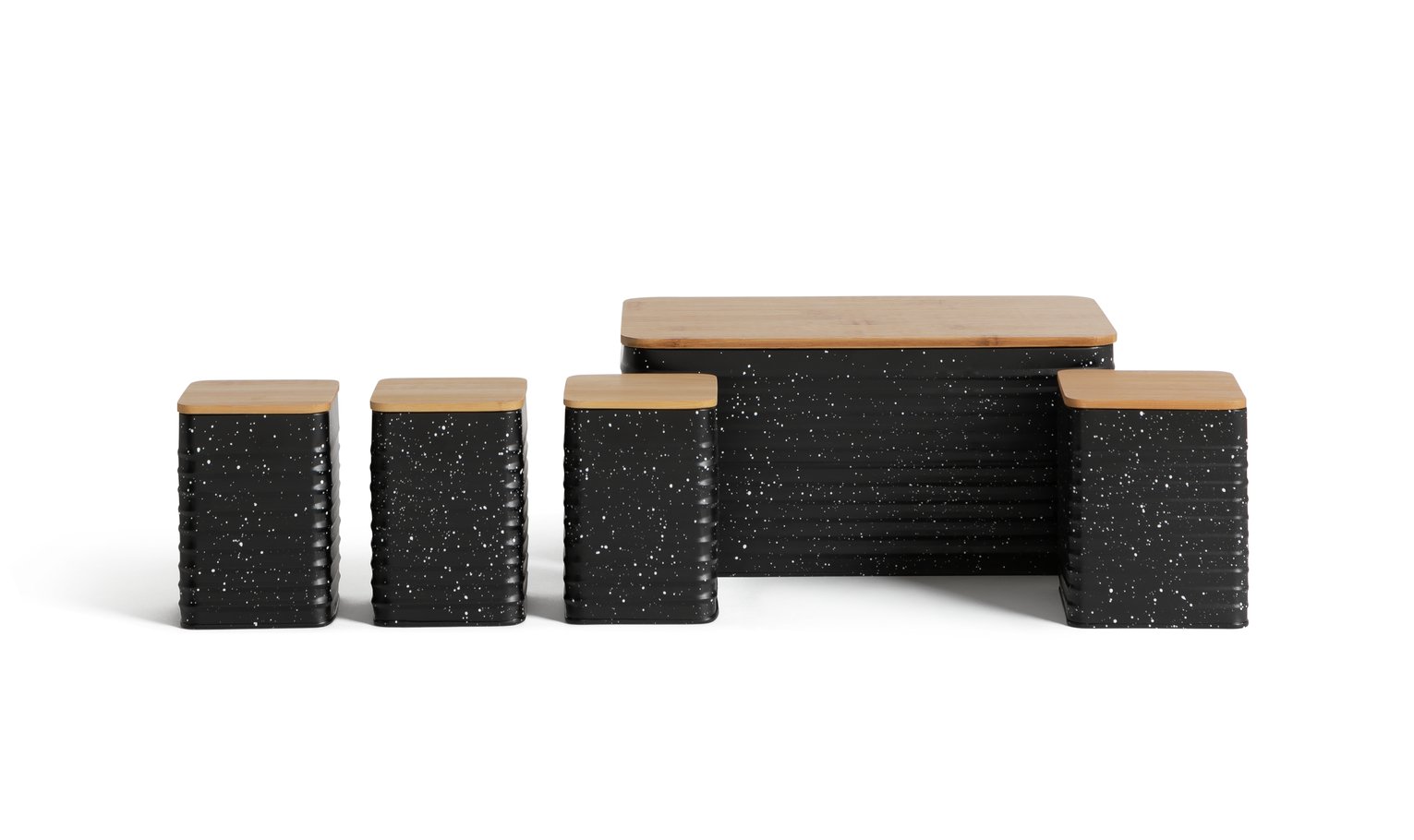 Habitat Set of 5 Speckle Bamboo Storage - Black