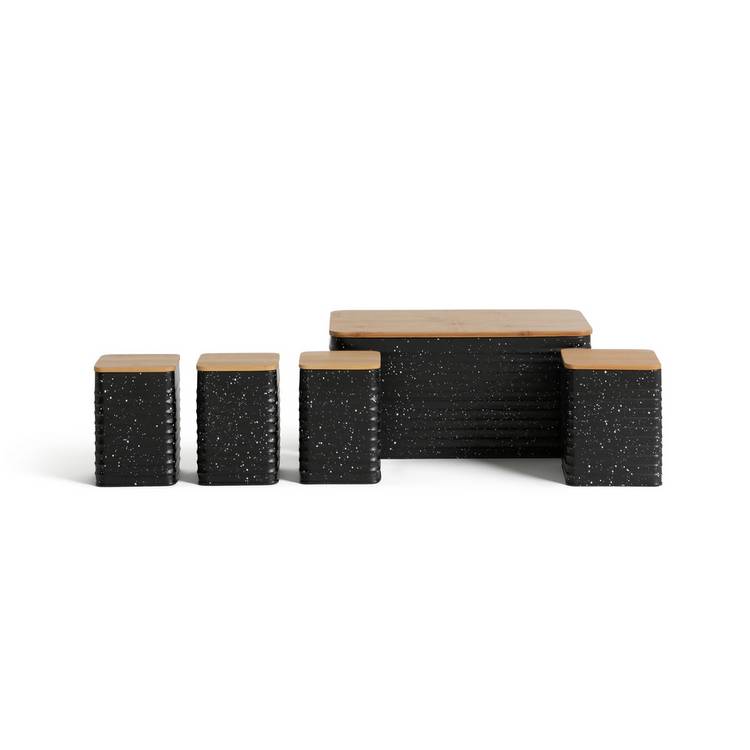 Habitat Set of 5 Speckle Bamboo Storage - Black 0