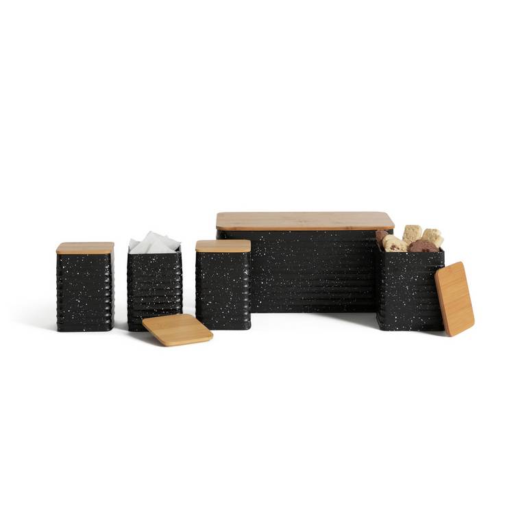 Buy Habitat Set of Speckle Bamboo Storage Black Storage jars