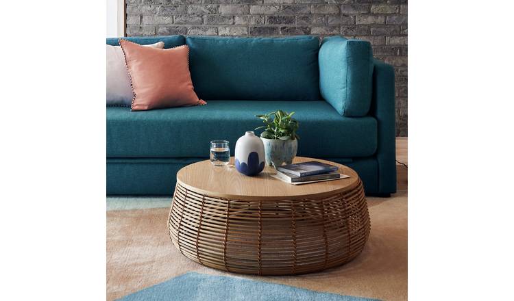 Natural rattan deals coffee table