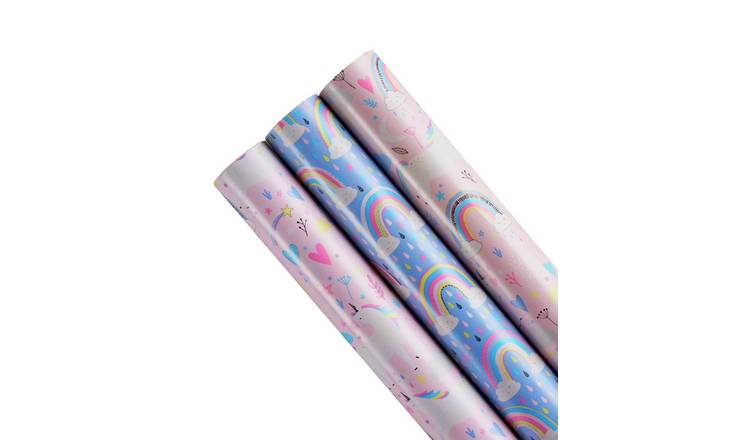 3 Piece Unicorn and Rainbow Wrapping Paper Set - 3m