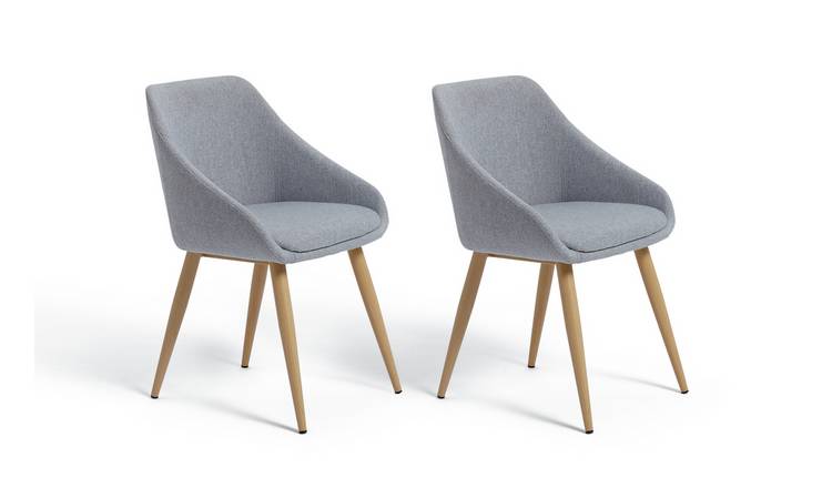 Habitat Skandi Pair of Fabric Dining Chairs - Grey