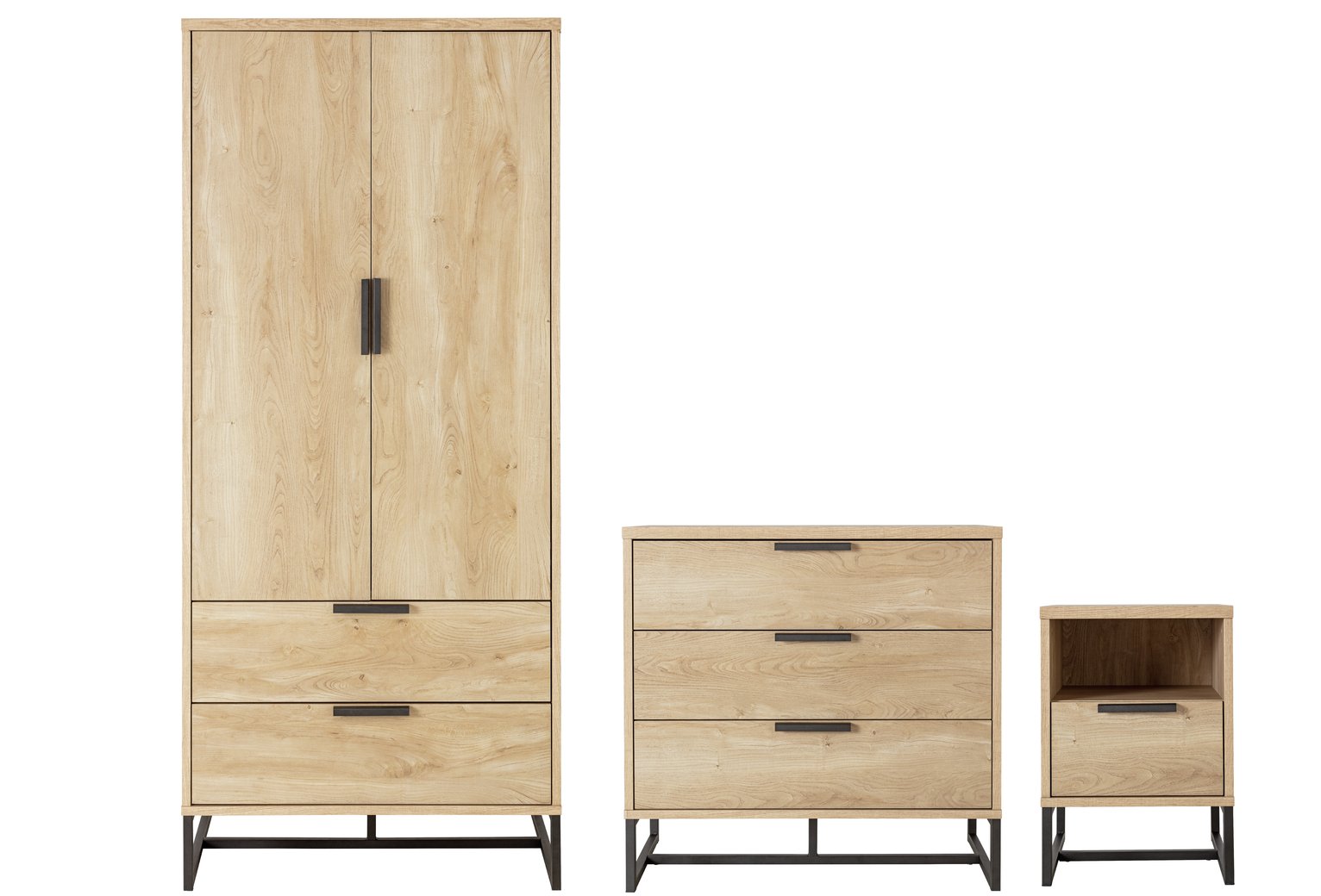 Argos Home Nomad 3 Pc 2 Door Wardrobe Set - Light Oak Effect