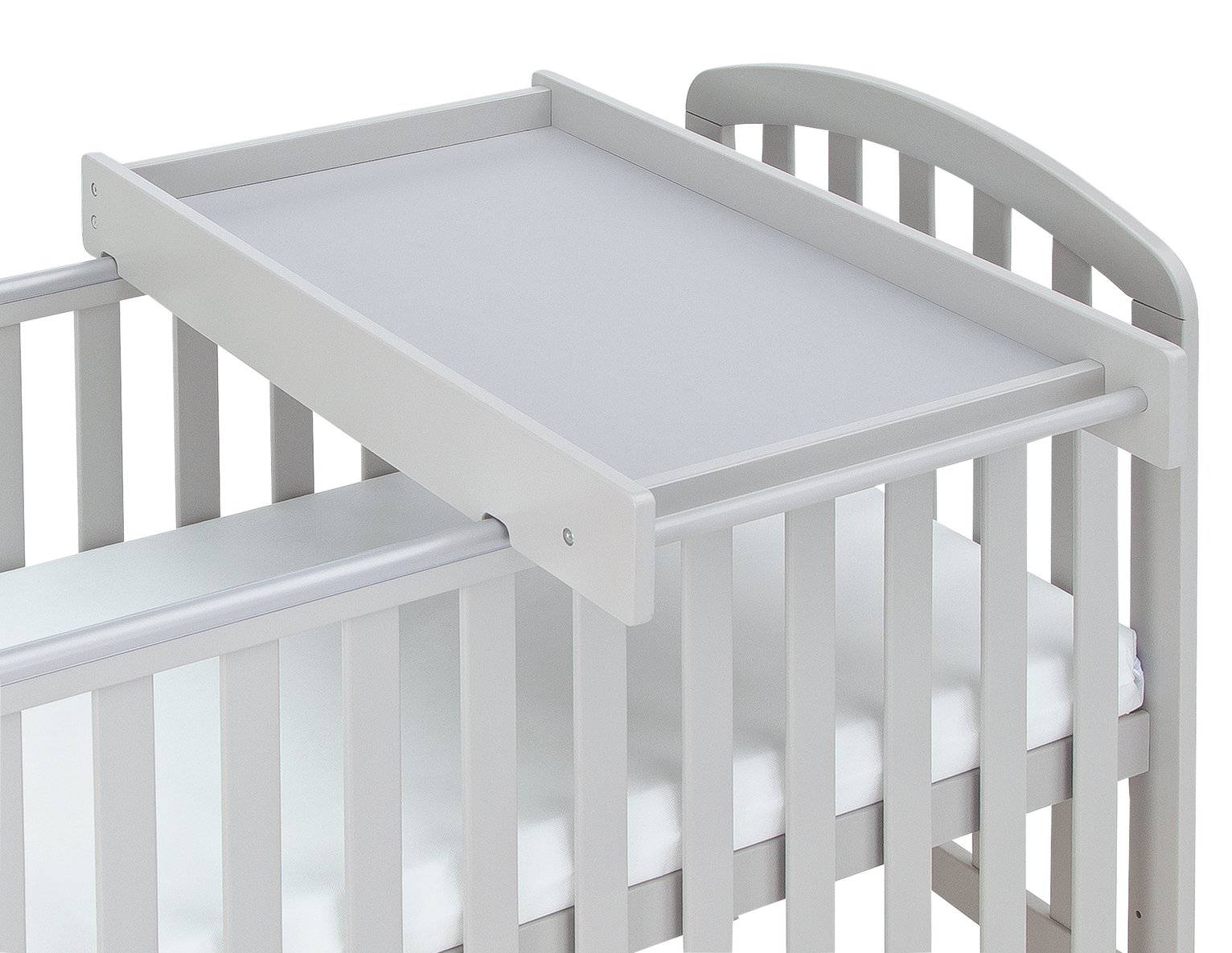 grey cot and change table