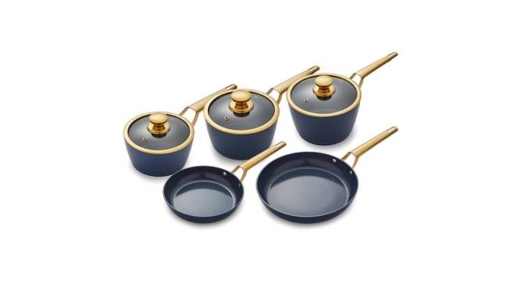 5Piece Ceramic Cookware Set-Non-Stick Frying Pots and Pans with Removable  Handle