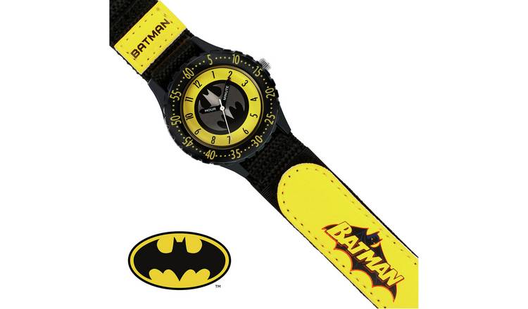 Warner Brothers Batman Kid's Black Velcro Strap Watch