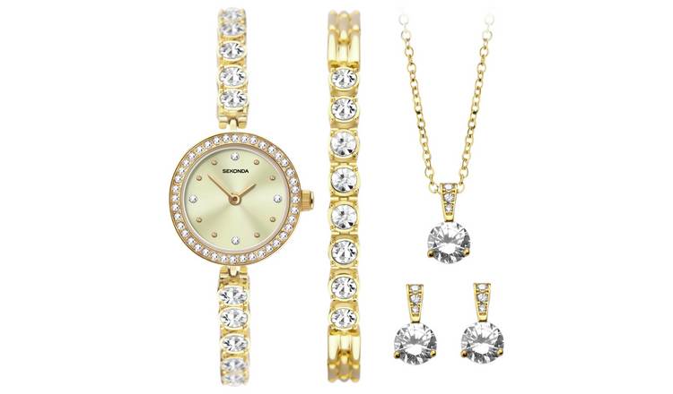 Buy Sekonda Gold Watch Bracelet Necklace and Earrings Gift Set