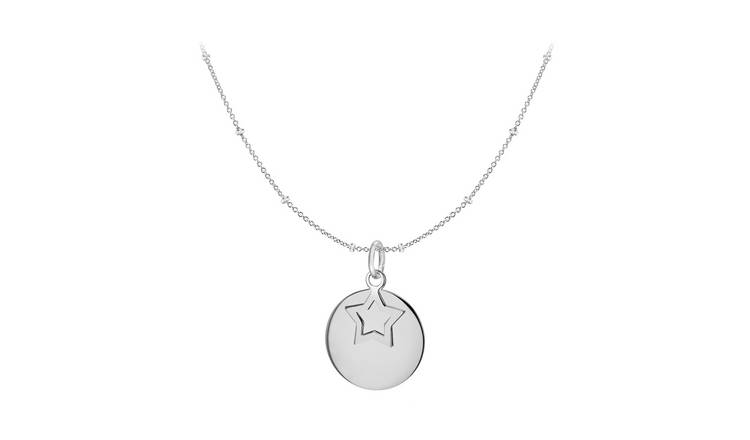 Sterling Silver Personalised Disc Star Pendant Necklace