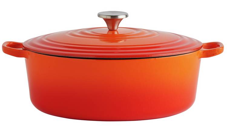 Buy Habitat 4 Litre Cast Iron Shallow Casserole Dish - Orange, Casserole  pots