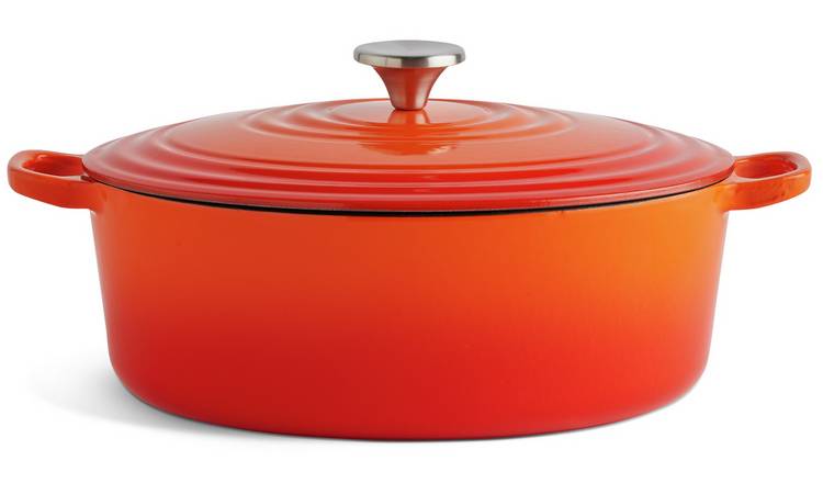 Buy Habitat 4 Litre Cast Iron Shallow Casserole Dish - Orange, Casserole  pots