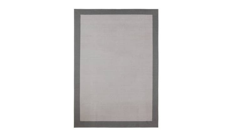 Argos Home Plain Border Grey Cut Pile Rug - 230x160cm