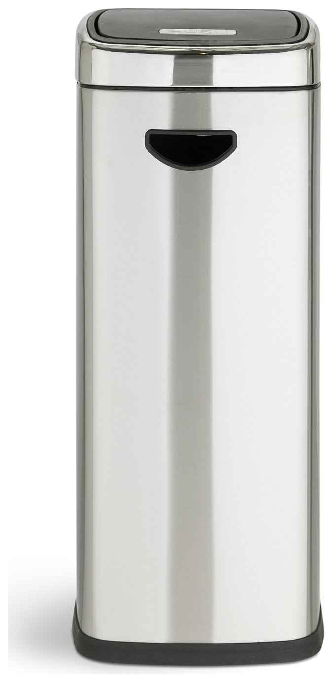 Habitat 30 Litre Square Touch Top Bin - Silver