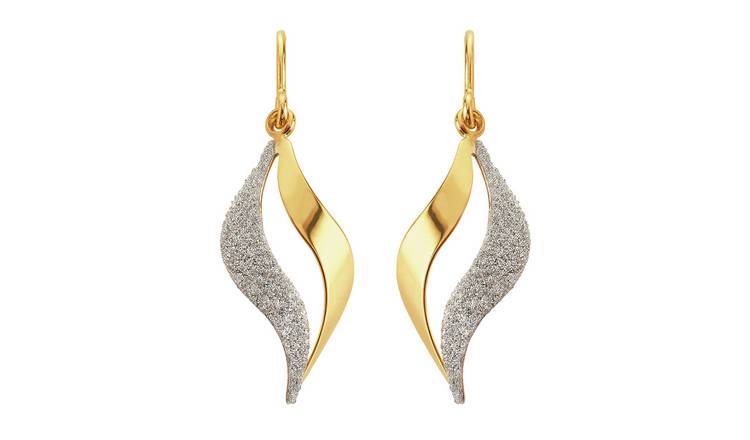 Buy Revere 9ct Gold Plated Silver Glitter Flame Drop Earrings | Womens ...