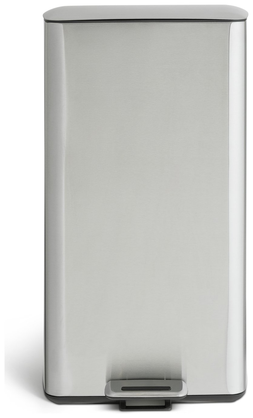 Habitat 30 Litre Modern Rectangular Bin - silver