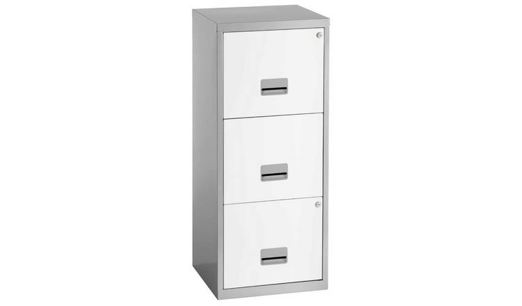 Buy Pierre Henry 3 Drawer A4 Filing Cabinet Silver And White Filing Cabinets And Office