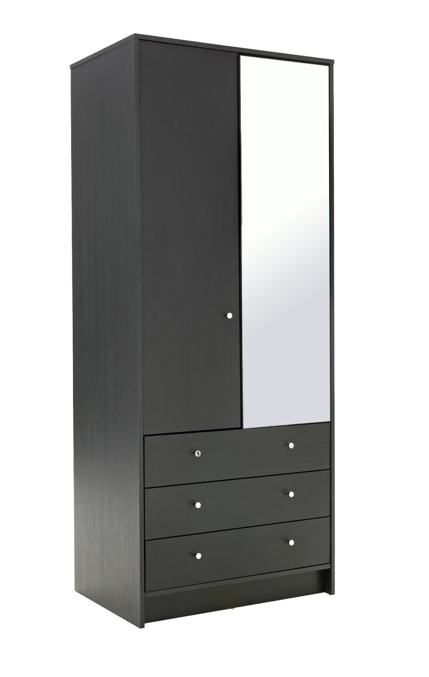 Argos Home Malibu 2 Dr 3 Drw Mirror Wardrobe - Black Oak Eff