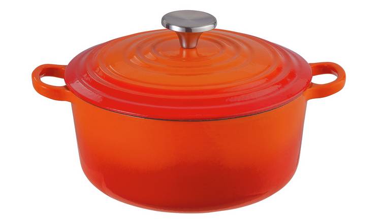 Argos Home 3.3 Litre Cast Iron Casserole Dish - Orange