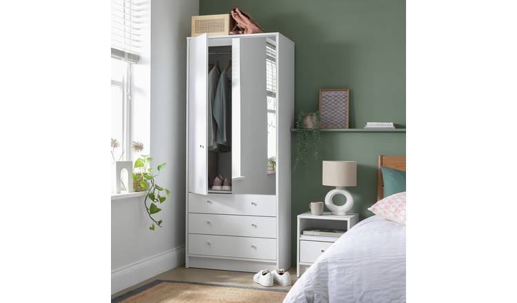 2 door 3 drawer store wardrobe white