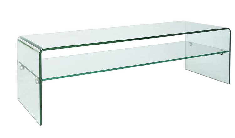 Clear glass tv store stand