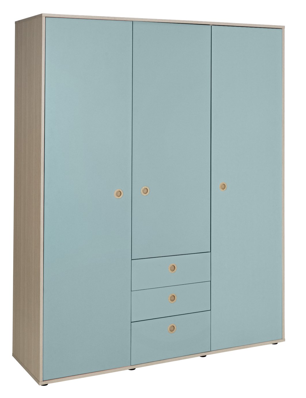 Argos Home Camden Blue & Acacia 3 Door Wardrobe