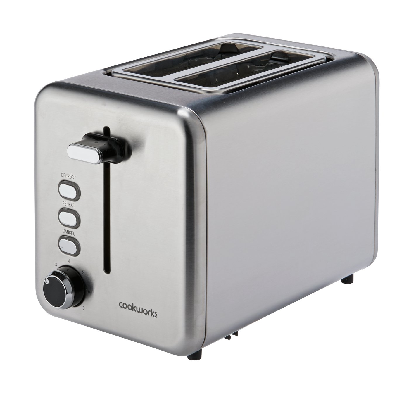 Cookworks 2 Slice Toaster - Brushed Stainless Steel