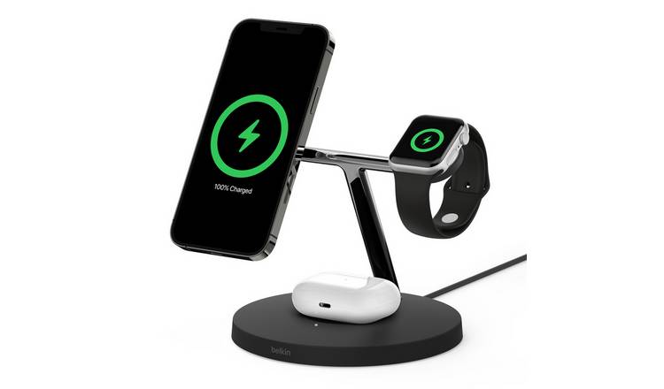 Buy Belkin 3-in-1 MagSafe Wireless Charging Stand - Black | Mobile phone  chargers | Argos