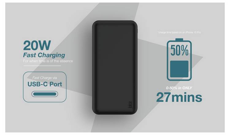 Buy Juice Max 20000mAh Portable Power Bank with 20W PD - Black | Portable  power banks | Argos