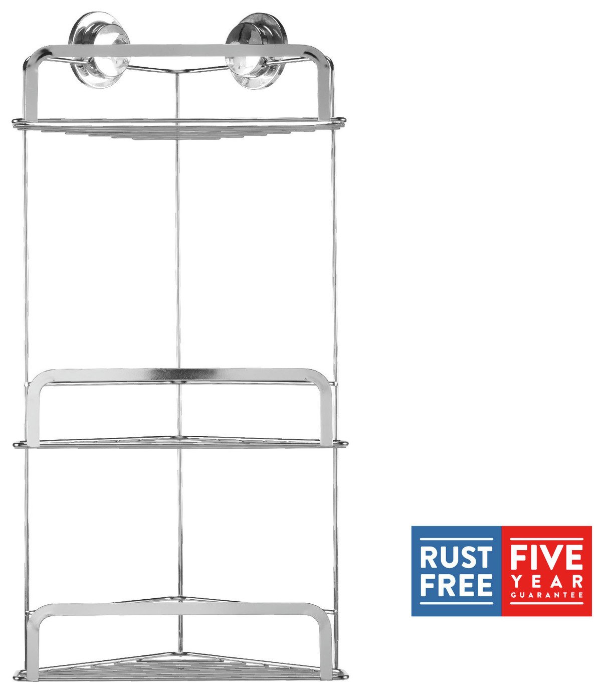 Croydex Stick 'N' Lock Three Tier Corner Basket