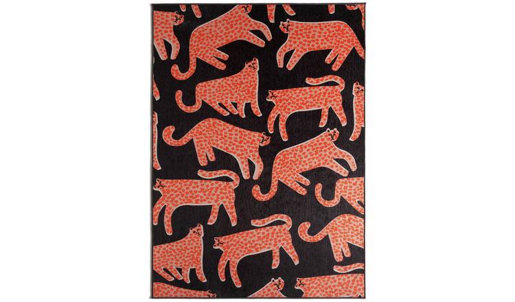 Buy Habitat Cheetah Flat Rug 120x170cm Orange Charcoal Argos