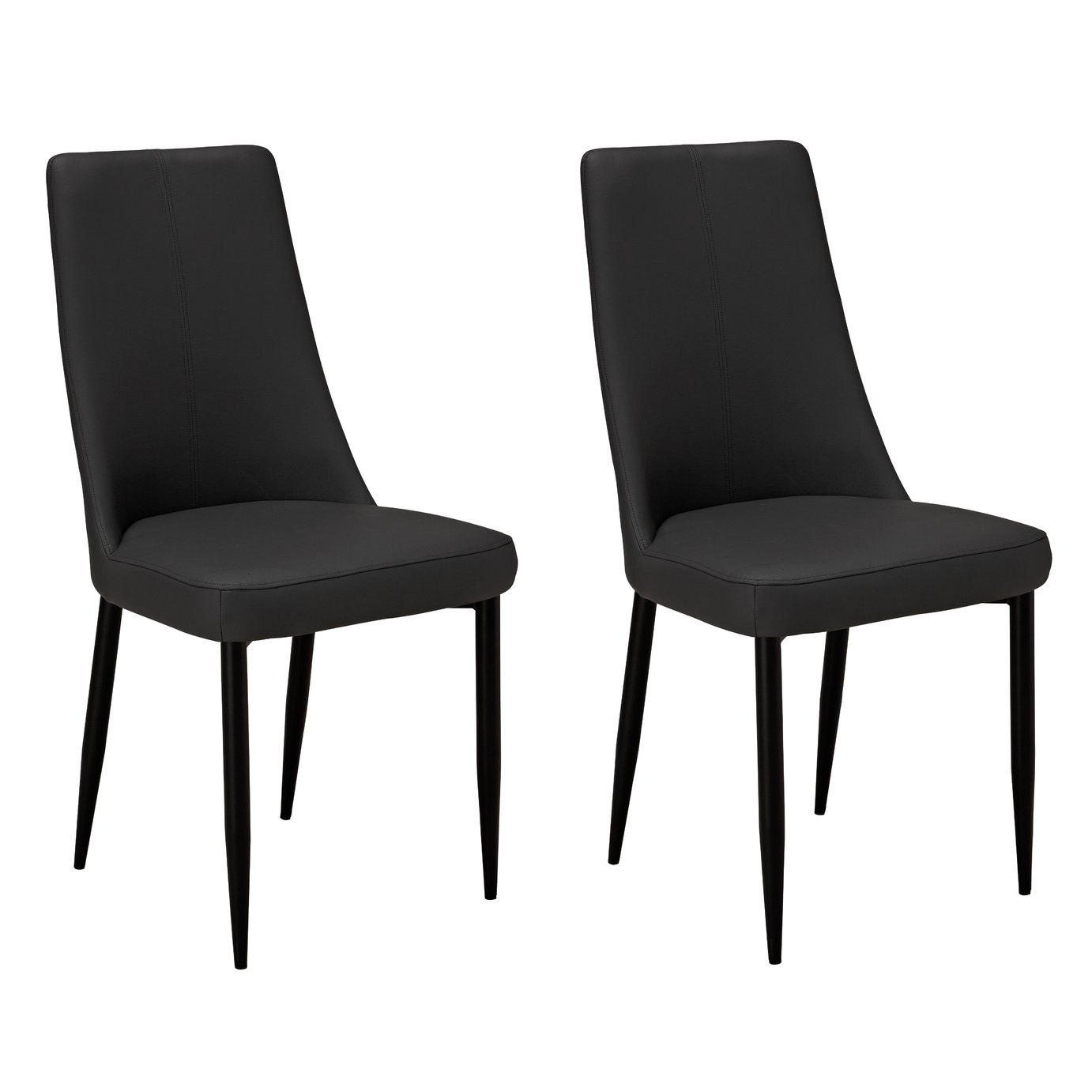 Argos Home Isla Pair of Faux Leather Dining Chairs -Charcoal