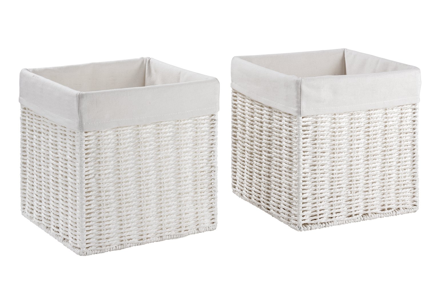 white wicker storage boxes