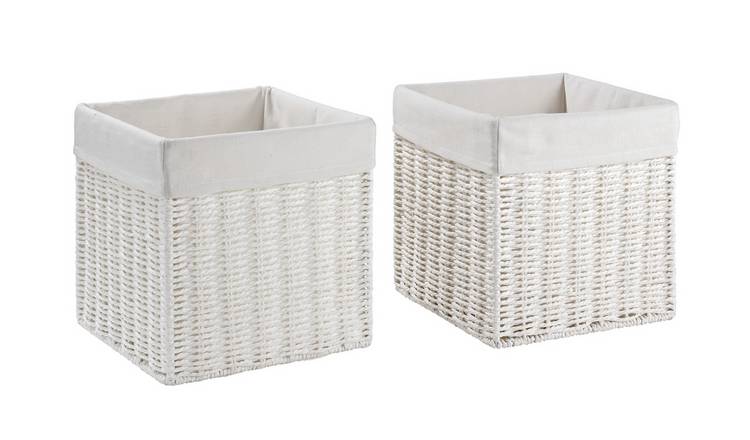 Argos Home Set of 2 Rope Storage Baskets - White 0
