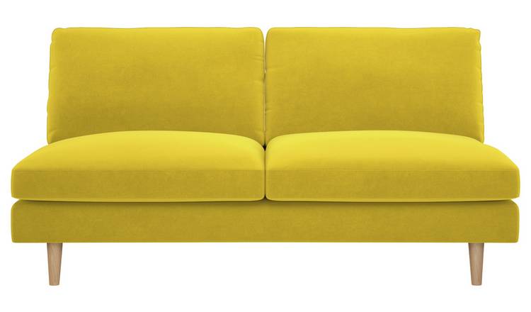 Habitat Teo 2 Seater Velvet Sofa - Yellow
