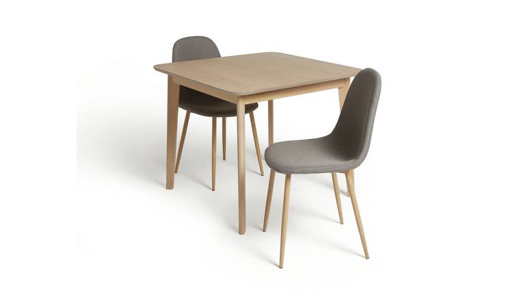 Habitat Skandi Oak Table and 2 Beni Fabric Chairs