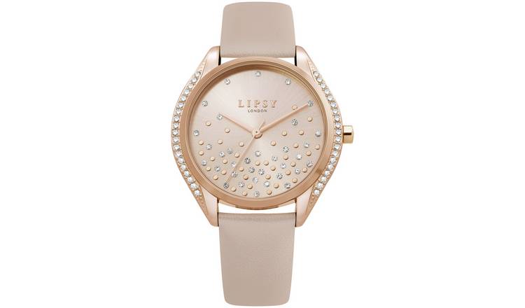 Lipsy Ladies Pink Faux Leather Strap Watch