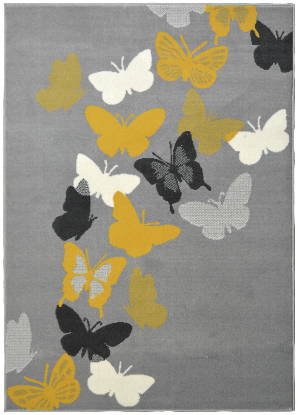 Homemaker Pastel Butterfly Short Pile Rug - 80x150cm - Grey