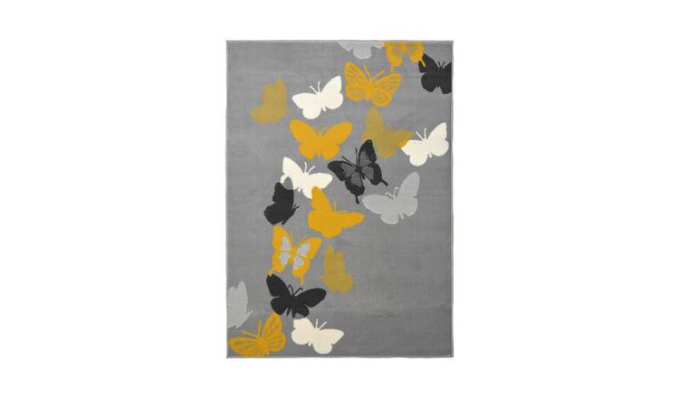 Buy Homemaker Pastel Butterfly Rug 120x170cm Grey Rugs Argos