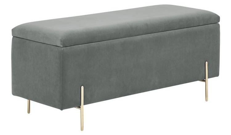 Grey ottoman 2024 storage bench