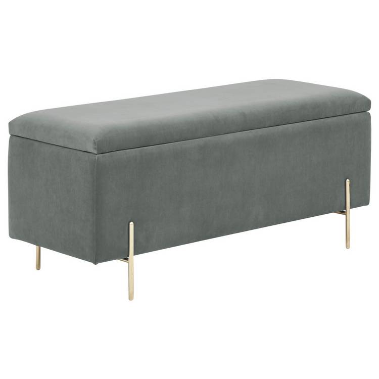 GFW Mystica Fabric Ottoman Storage Bench - Grey 0