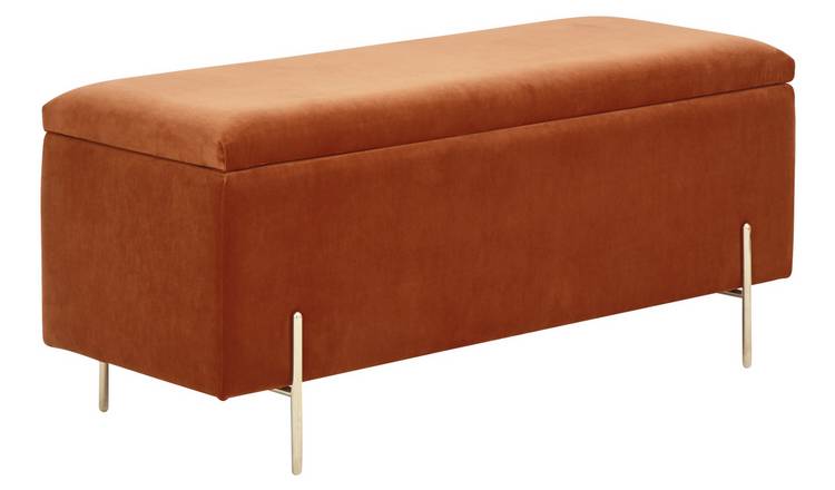 GFW Mystica Fabric Ottoman Storage Bench - Orange