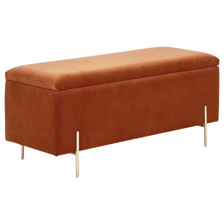 GFW Mystica Fabric Ottoman Storage Bench - Orange 0