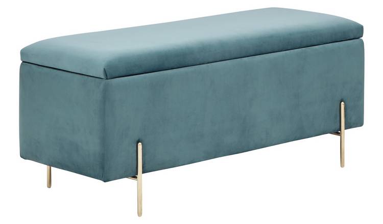 GFW Mystica Fabric Ottoman Storage Bench - Teal