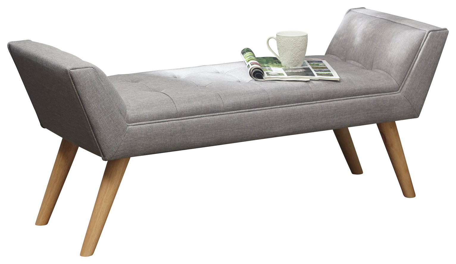 GFW Milan Fabric Upholstered Bench - Grey