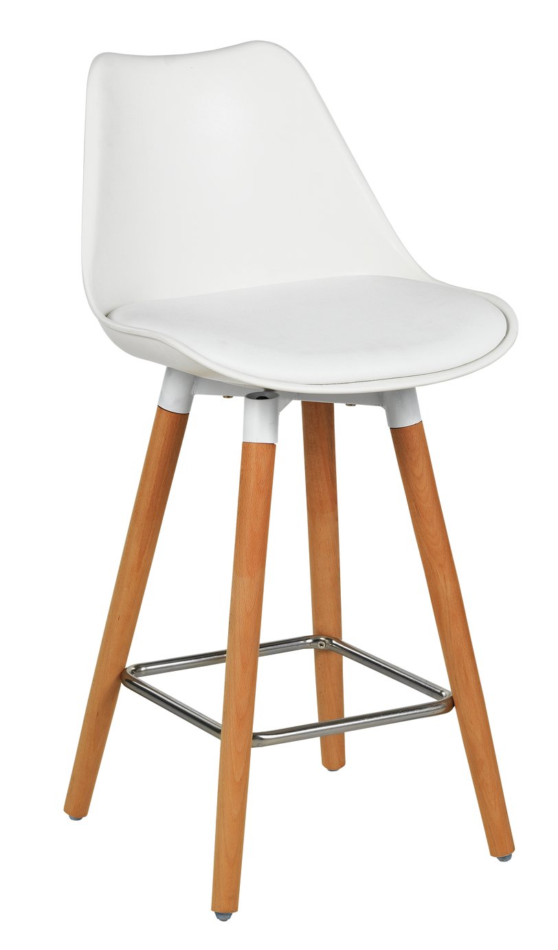 Argos Home Charlie Faux Leather Bar Stool - White