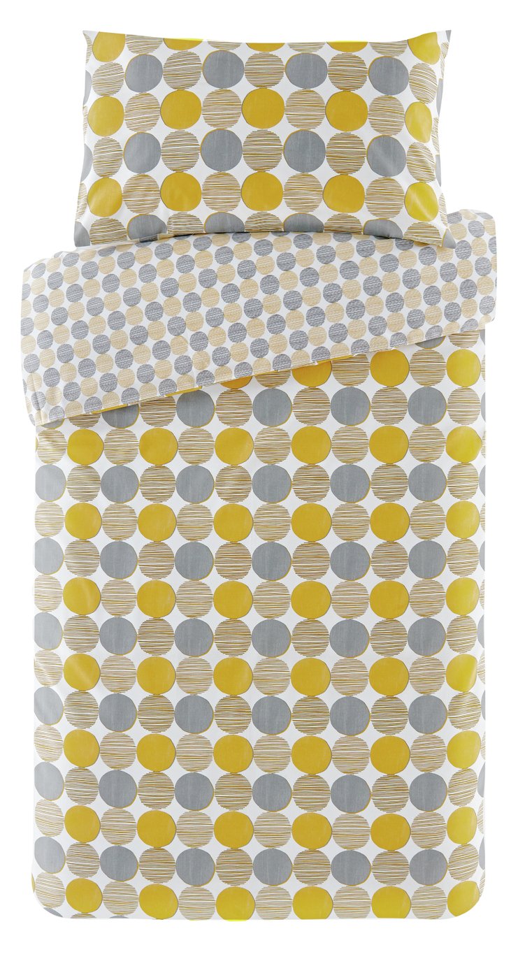 Habitat Circles Mustard & Grey Bedding Set - Single