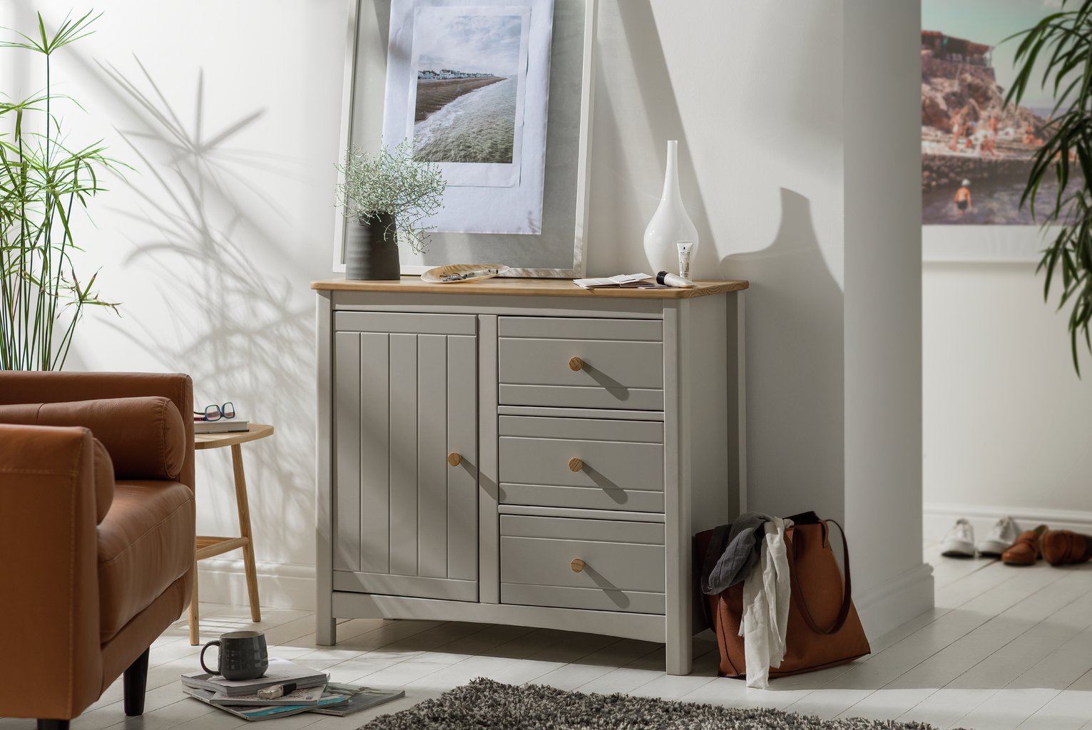 Argos Home Bournemouth 1 Door 3 Drawer Sideboard -Light Grey Review