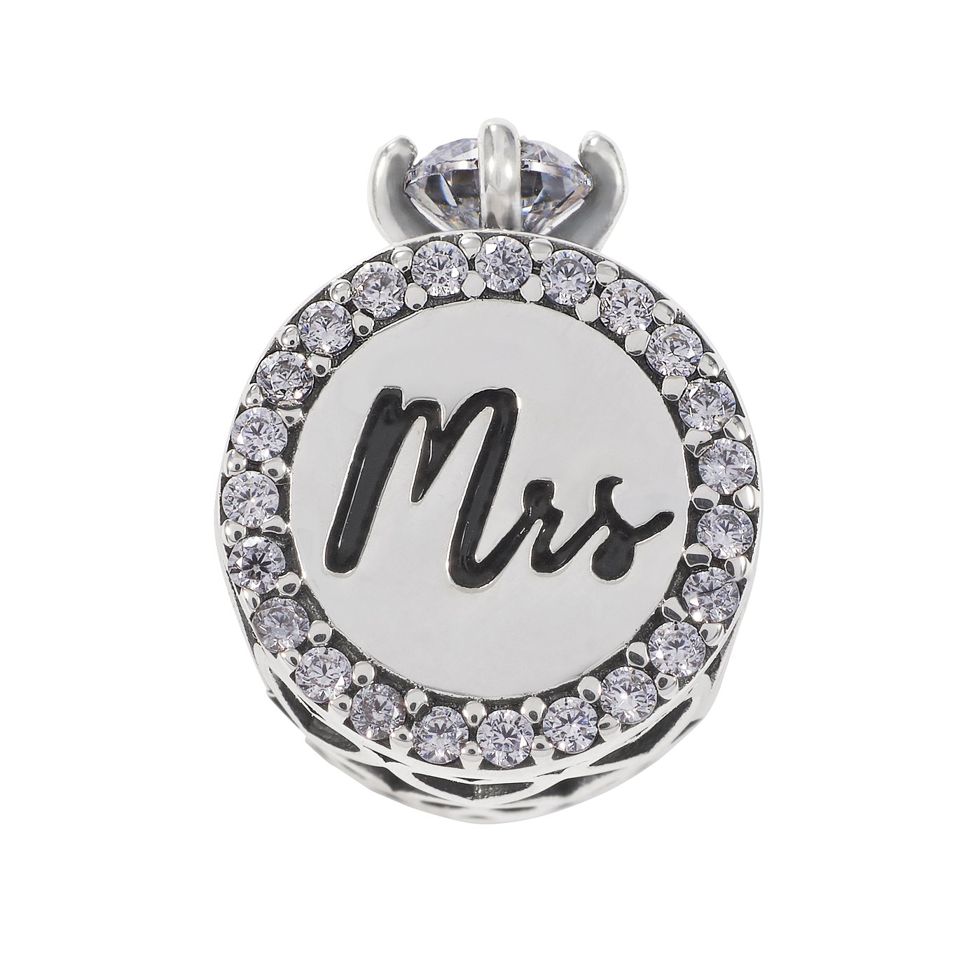 Moon & Back Sterling Silver Cubic Zirconia Mrs Ring Charm